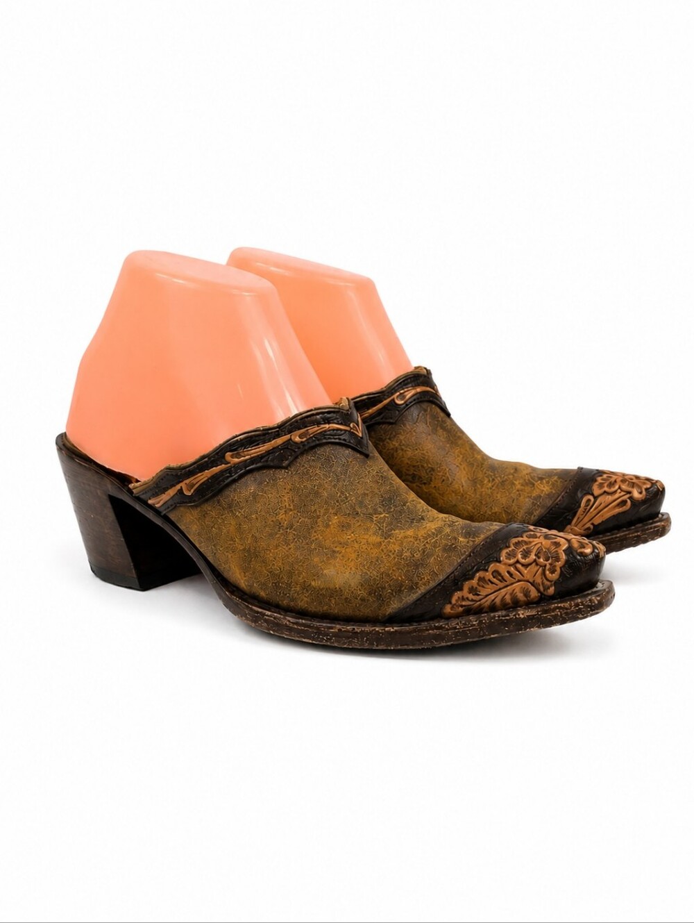 Old Gringo Brown Floral Tooled Leather Women's‎  Western Mules  Size 7.5